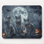 Russische Blauwe Katten Halloween Spooky Muismat (Voorkant)