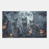 Russische Blauwe Katten Halloween Spooky Rechthoekige Sticker (Voorkant)