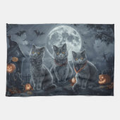 Russische Blauwe Katten Halloween Spooky Theedoek (Horizontaal)