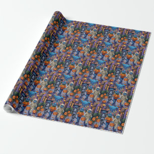 Russische Blauwe Katten in Halloween Kostuums Cadeaupapier