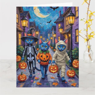 Russische Blauwe Katten in Halloween Kostuums Kaart