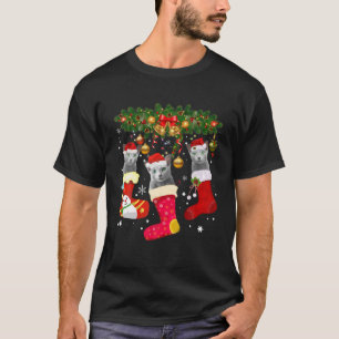Russische blauwe katten met kerstsokken grappig Ru T-shirt