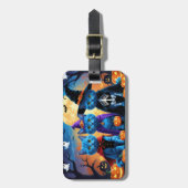 Russische blauwe katten pompoen Halloween grappig Bagagelabel (Voorkant verticaal)