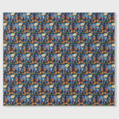 Russische blauwe katten pompoen Halloween grappig Cadeaupapier (Vlak)