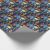 Russische blauwe katten pompoen Halloween grappig Cadeaupapier (Hoek)