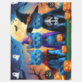 Russische blauwe katten pompoen Halloween grappig Fleece Deken (Voorkant)