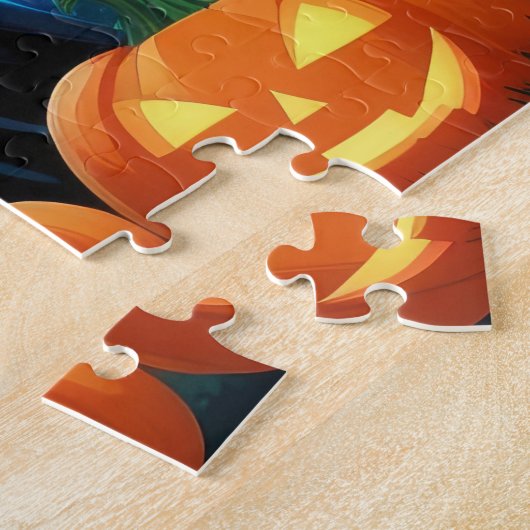 Russische blauwe katten pompoen Halloween grappig Legpuzzel (Zijkant)
