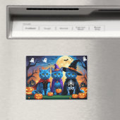 Russische blauwe katten pompoen Halloween grappig Magneet (Insitu (Vaatwasser))