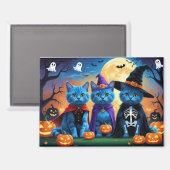 Russische blauwe katten pompoen Halloween grappig Magneet (Voorkant / Achterkant)