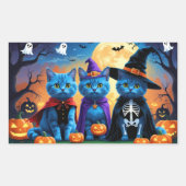 Russische blauwe katten pompoen Halloween grappig Rechthoekige Sticker (Voorkant)