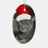 Russische Blauwe Kattenkerst Keramisch Ornament (Rechts)