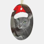 Russische Blauwe Kattenkerst Keramisch Ornament (Links)