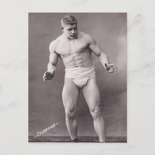 Russische Bodybuilder Briefkaart (Voorkant)