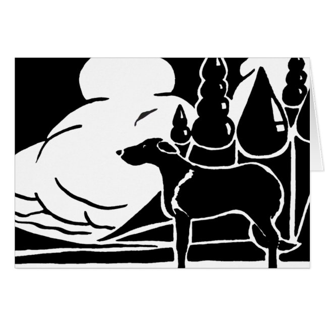 Russische Borzoi Dog tegen Russische skyline (Voorkant Horizontaal)