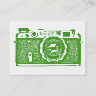 Russische camera - Avocado Green op wit Visitekaartje