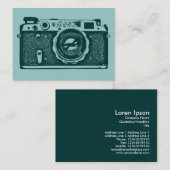 Russische camera - Donkergroen op Lt Blue Green Visitekaartje (Voorkant / Achterkant)