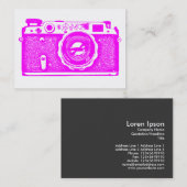 Russische camera - Magenta op wit Visitekaartje (Voorkant / Achterkant)