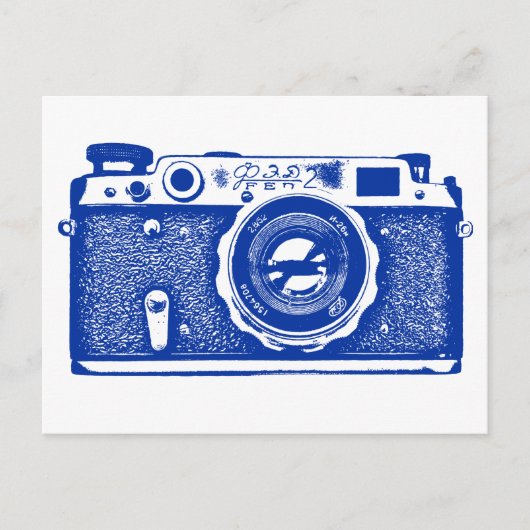 Russische camera - Navy Blue Briefkaart (Voorkant)