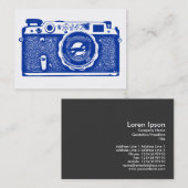 Russische camera - Navy Blue op White Visitekaartje (Voorkant / Achterkant)