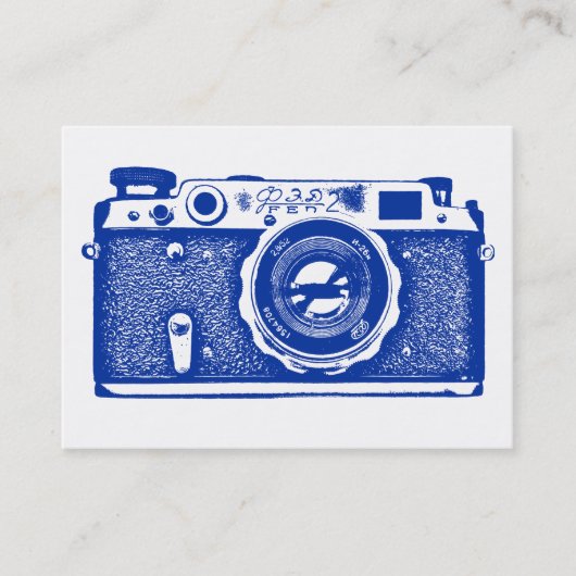Russische camera - Navy Blue op White Visitekaartje (Voorkant)
