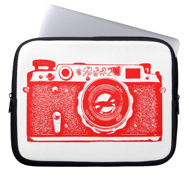 Russische camera - Rood op wit Laptop Sleeve (Voorkant)