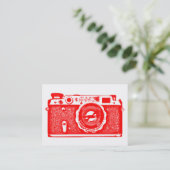 Russische camera - Rood op wit Visitekaartje (Staand voorkant)