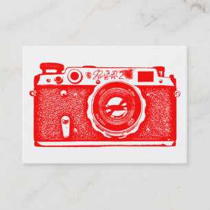 Russische camera - Rood op wit Visitekaartje