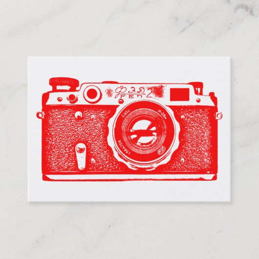 Russische camera - Rood op wit Visitekaartje (Voorkant)