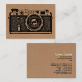 Russische Camera - Zwart op kartonnen tekst Visitekaartje (Voorkant / Achterkant)
