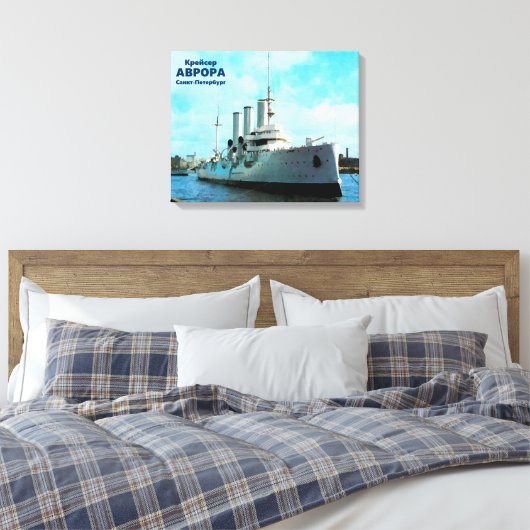 Russische Cruiser Aurora Canvas Afdruk (Insitu (Slaapkamer))