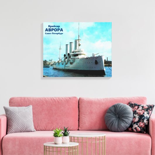 Russische Cruiser Aurora Canvas Afdruk (Insitu (Woonkamer))