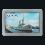 Russische Cruiser Aurora Gesp<br><div class="desc">Een digitale weergave van de Russische Cruiser Aurora, gestuwd in de Neva rivier in Sint-Petersburg. De Cyrillische tekst "Kreiser AVRORA" (de Cruiser AURORA) verschijnt ook. De Aurora is een iconisch symbool van de Russische revolutie van oktober 1917. Ten tijde van de vorige revolutie in februari werd de Aurora in de...</div>