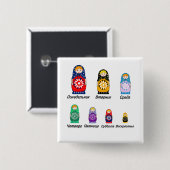 Russische dagen van de week vierkante button 5,1 cm (Voorkant /achterkant)