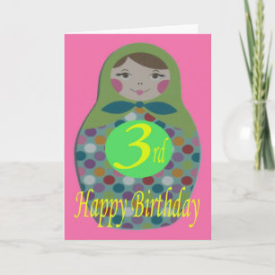 Russische Doll Happy 3rd Birthday Kaart