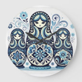 Russische Doll Wall Clock Grote Klok (Voorkant)