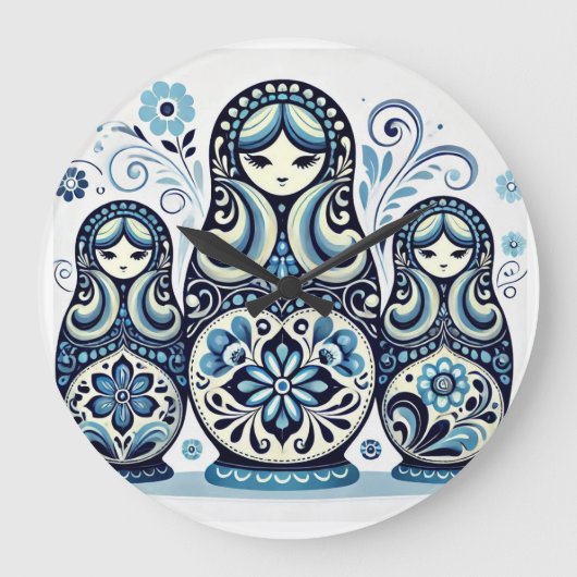 Russische Doll Wall Clock Grote Klok (Voorkant)
