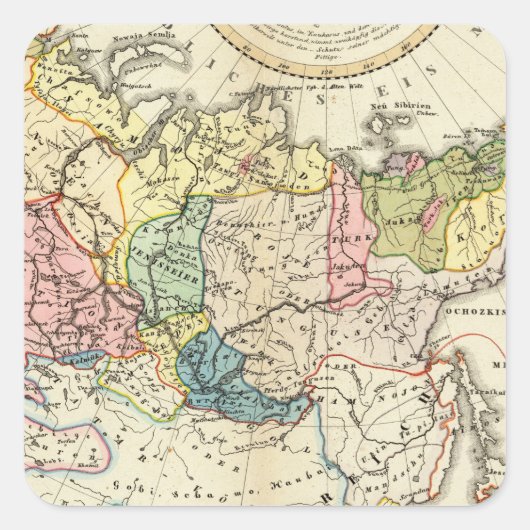 Russische Empire Ethnografie Vierkante Sticker (Voorkant)