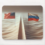 Russische en Amerikaanse vlag in zand Muismat (Voorkant)