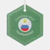 Russische engel kerstvlag gepersonaliseerd glas ornament (Voorkant)