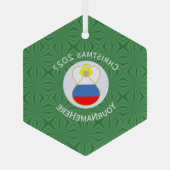 Russische engel kerstvlag gepersonaliseerd glas ornament (Achterkant)