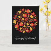 Russische Folk Art Khokhloma Birthday Card Kaart (Gele Bloem)