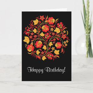 Russische Folk Art Khokhloma Birthday Card Kaart