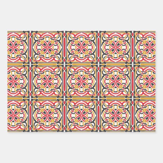 Russische Folk Art Red Berries en geometrische lad Inpakpapier Vel (Voorkant 3)