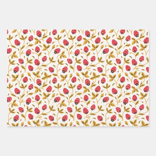 Russische Folk Art Red Berries en geometrische lad Inpakpapier Vel (Voorkant)