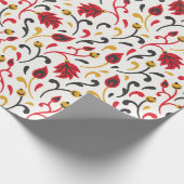 Russische Folk Art Red Yellow en zwarte bladeren Cadeaupapier (Hoek)