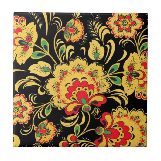 RUSSISCHE FOLK ART TEGELTJE (Voorkant)