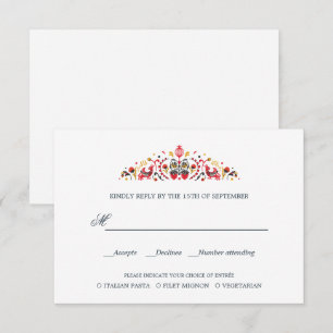 Russische Folk Art WEDDING RSVP MEAL CHOICE Kaartje