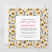Russische Folk Art Yellow Flowers Weddenschap Kaart (Voorkant)