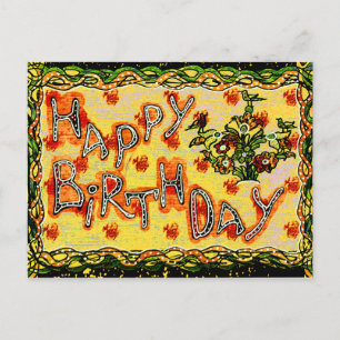 Russische folkkunst Happy Birthday Briefkaart