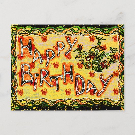 Russische folkkunst Happy Birthday Briefkaart (Voorkant)